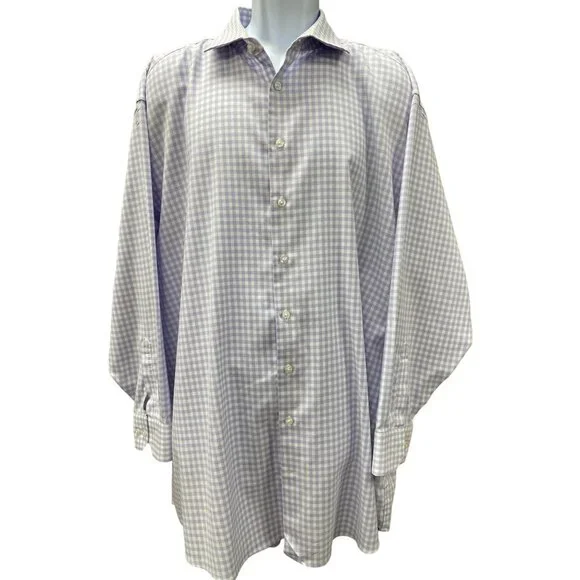 Collection by Michael Strahan Mens PurpleWhite Checkered Dress Shirt 18.5 SKU 1 Collection by Michael Strahan Mens PurpleWhite Checkered Dress Shirt 18.5 SKU 1